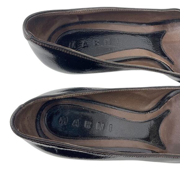 Marni Pumps - Dark Brown - PVC Dress Shoes - Platform Heel - Peep Toe - Size 38 - Picture 9 of 11